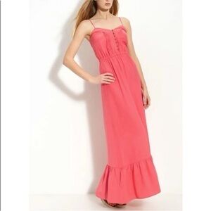 Twelfth Street by Cynthia Vincent Silk Elegant Coral Maxi Dress Large
